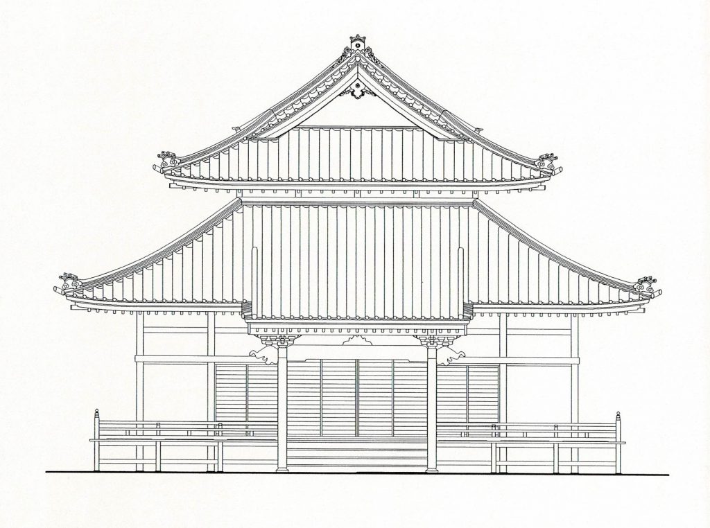 寺院の正面の図面